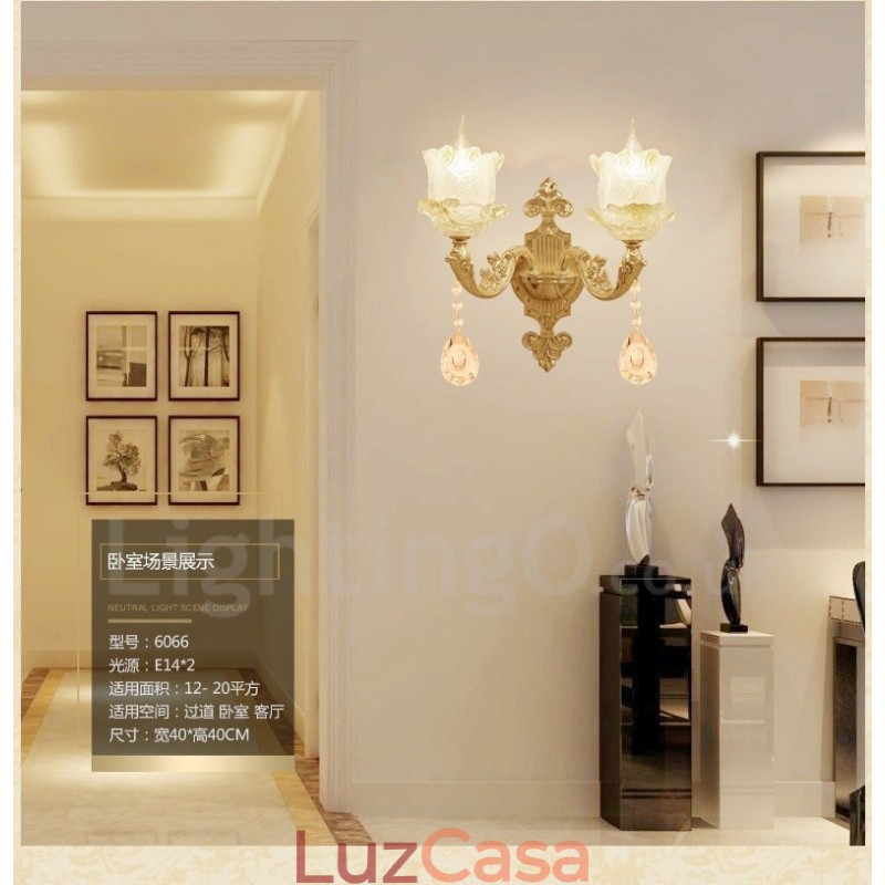 2 Luzes Tradicionais Clássicas Sala de Estar Sala de Jantar Quarto de Dormir Metal Apliques de Parede Internos