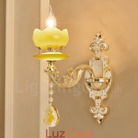 Luminária de parede clássica tradicional de luz única para sala de estar, sala de jantar, quarto, metal, luxo, interior Luminária de parede clássica tradicional de luz única para sala de estar, sala de jantar, quarto, metal, luxo, interior