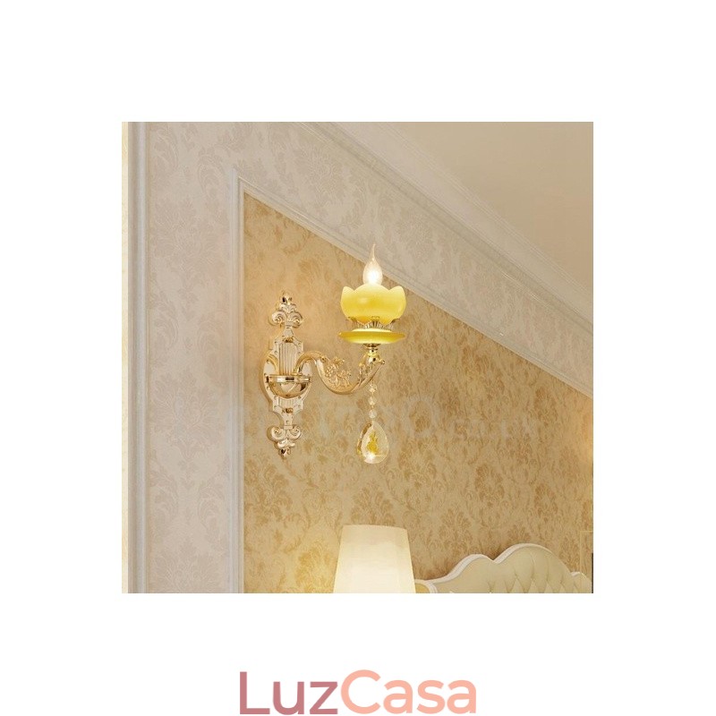 Luminária de parede clássica tradicional de luz única para sala de estar, sala de jantar, quarto, metal, luxo, interior