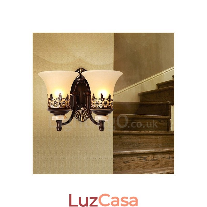 2 Luzes Tradicionais Clássicas Sala de Estar Sala de Jantar Quarto de Dormir Metal Apliques de Parede Internos