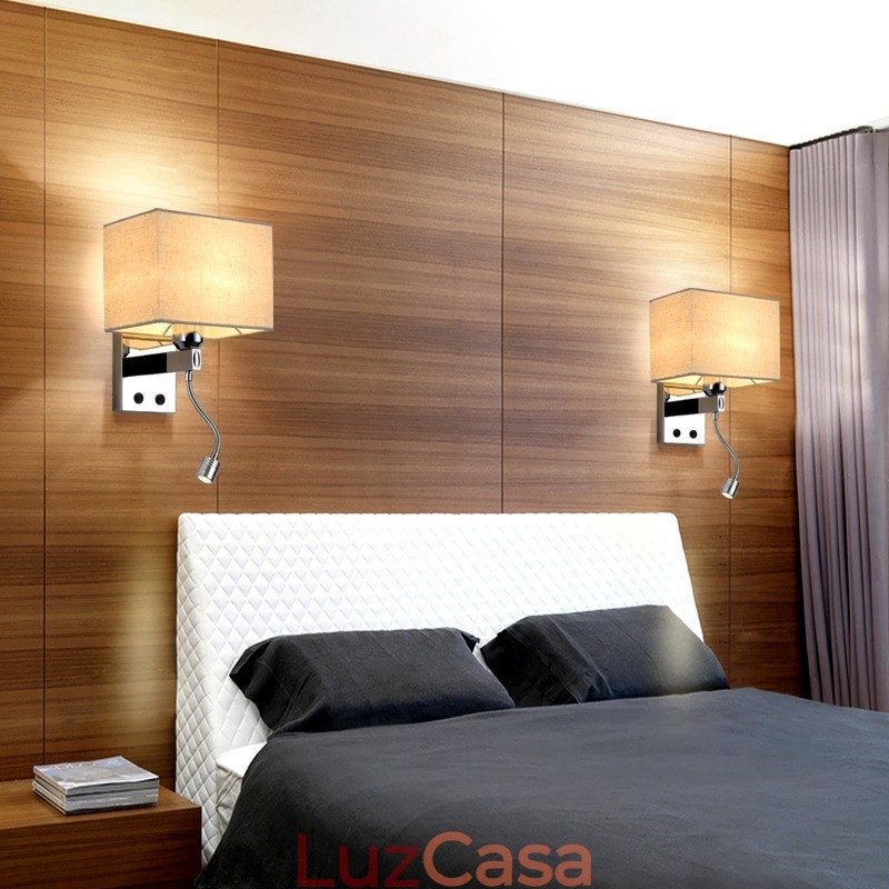 Luminária de parede moderna para leitura em tecido criativo para corredor e varanda