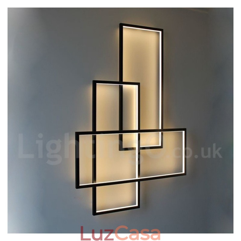 Luminária de teto moderna contemporânea em alumínio com pintura embutida em parede com dimmer remoto para sala de estar e quarto