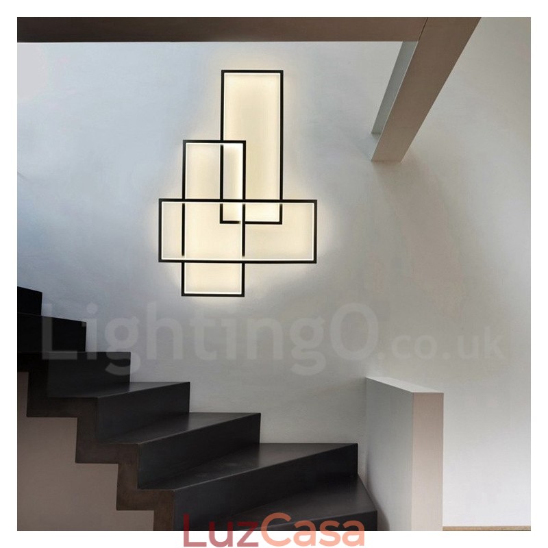 Luminária de teto moderna contemporânea em alumínio com pintura embutida em parede com dimmer remoto para sala de estar e quarto