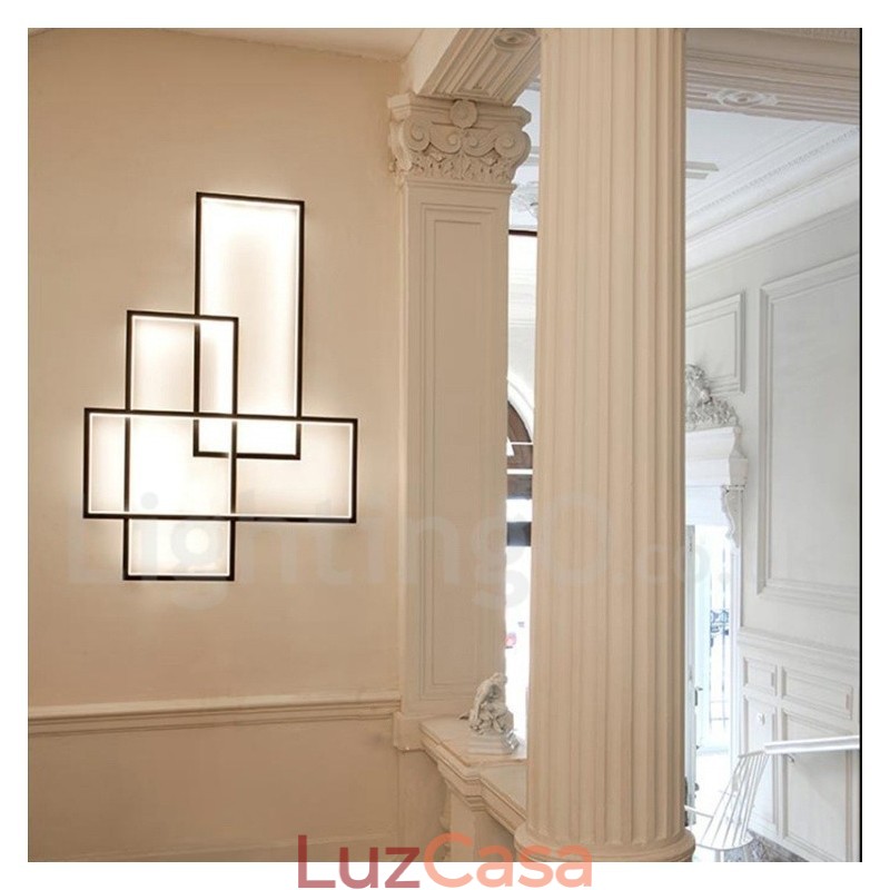 Luminária de teto moderna contemporânea em alumínio com pintura embutida em parede com dimmer remoto para sala de estar e quarto
