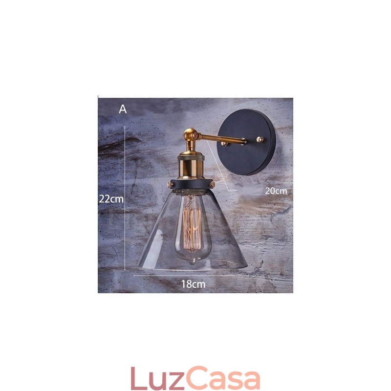 1 luz rústica Lodge quarto luz de parede com cúpula de vidro