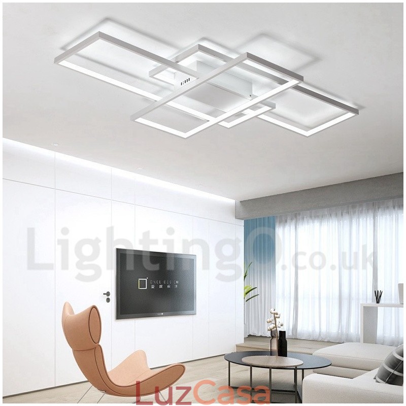 Luminária de teto moderna contemporânea em alumínio com pintura embutida, luminária de parede com dimmer remoto para sala de estar, quarto, também pode ser usada como luminária de parede