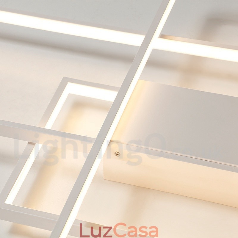 Luminária de teto moderna contemporânea em alumínio com pintura embutida, luminária de parede com dimmer remoto para sala de estar, quarto, também pode ser usada como luminária de parede