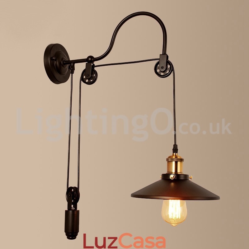 Retro Flush Mounted Wall Lights Corredor Bar Café Quarto Estudo Loft Polia Luminária de Parede