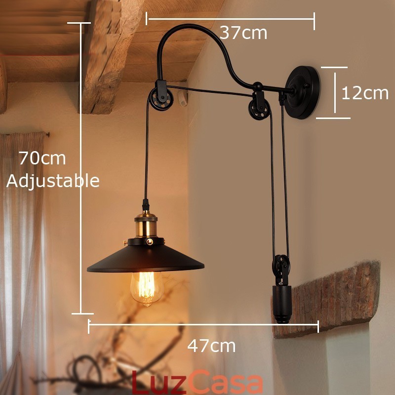 Retro Flush Mounted Wall Lights Corredor Bar Café Quarto Estudo Loft Polia Luminária de Parede