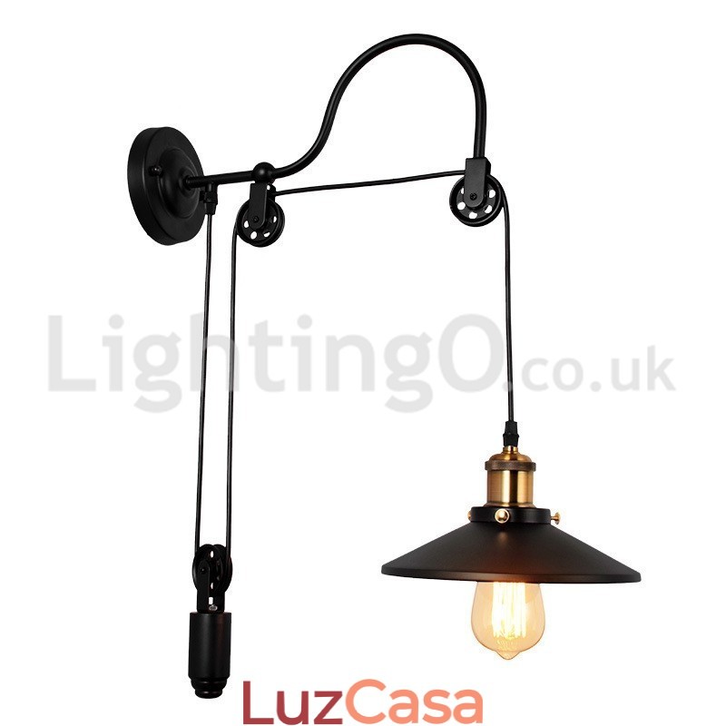 Retro Flush Mounted Wall Lights Corredor Bar Café Quarto Estudo Loft Polia Luminária de Parede