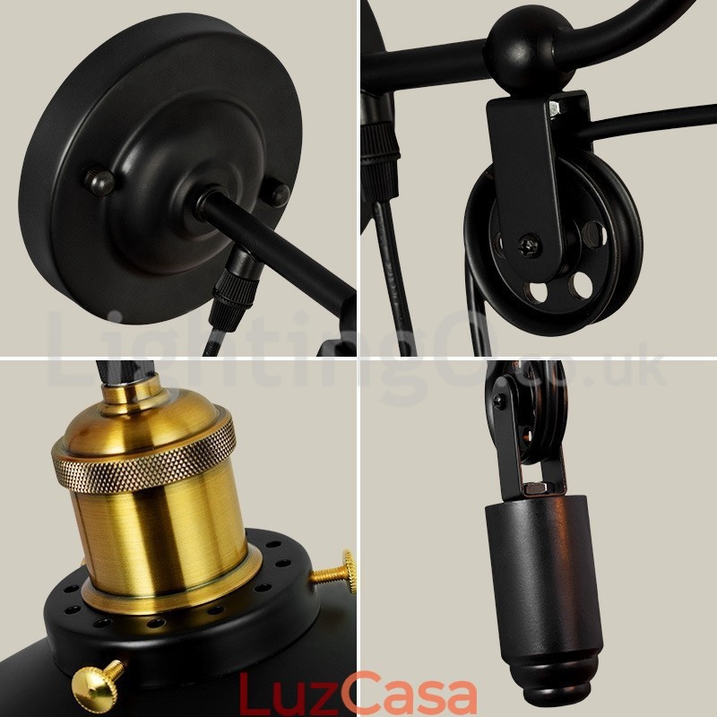 Retro Flush Mounted Wall Lights Corredor Bar Café Quarto Estudo Loft Polia Luminária de Parede