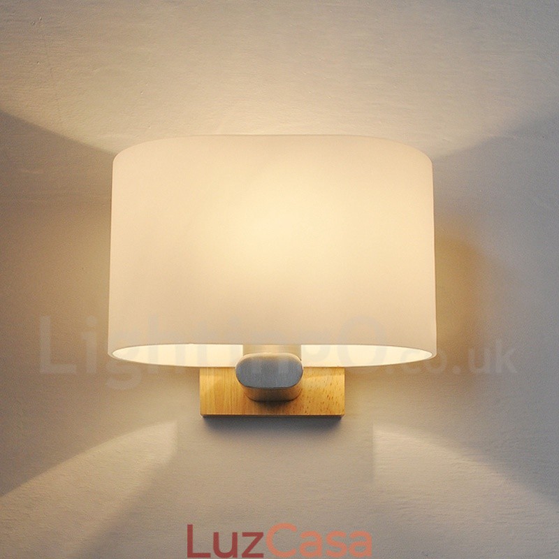 Luminária de parede moderna contemporânea de madeira e aço inoxidável com cúpula de vidro para corredor, bar, café, quarto, estudo, loft, polia, luminária de parede