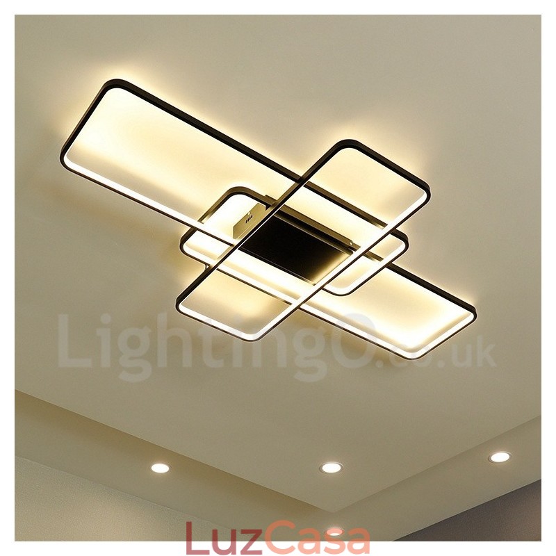 Luminária de teto moderna contemporânea em alumínio com pintura embutida, luminária de parede com dimmer remoto para sala de estar, quarto, também pode ser usada como luminária de parede