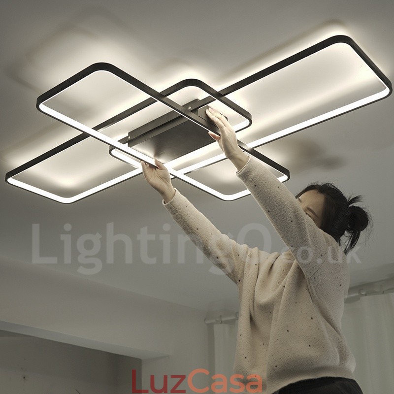 Luminária de teto moderna contemporânea em alumínio com pintura embutida, luminária de parede com dimmer remoto para sala de estar, quarto, também pode ser usada como luminária de parede