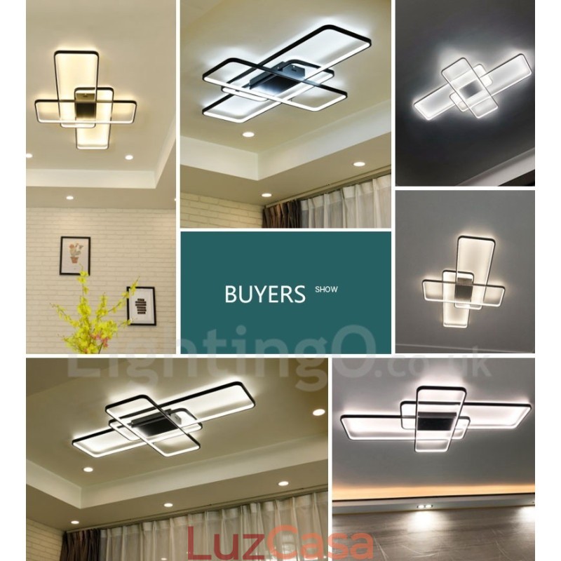 Luminária de teto moderna contemporânea em alumínio com pintura embutida, luminária de parede com dimmer remoto para sala de estar, quarto, também pode ser usada como luminária de parede