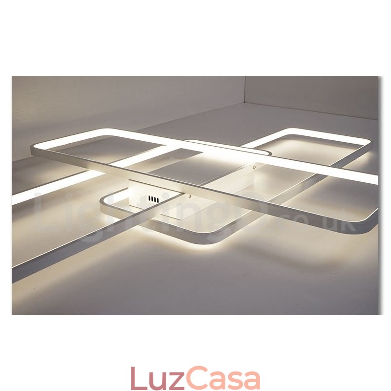 Luminária de teto moderna contemporânea em alumínio com pintura embutida, luminária de parede com dimmer remoto para sala de estar, quarto, também pode ser usada como luminária de parede