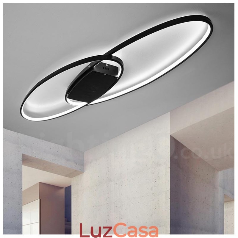 Luminária de teto oval moderna e contemporânea em alumínio com ajuste de intensidade, luminária embutida para sala de estar, quarto, também pode ser usada como luminária de parede