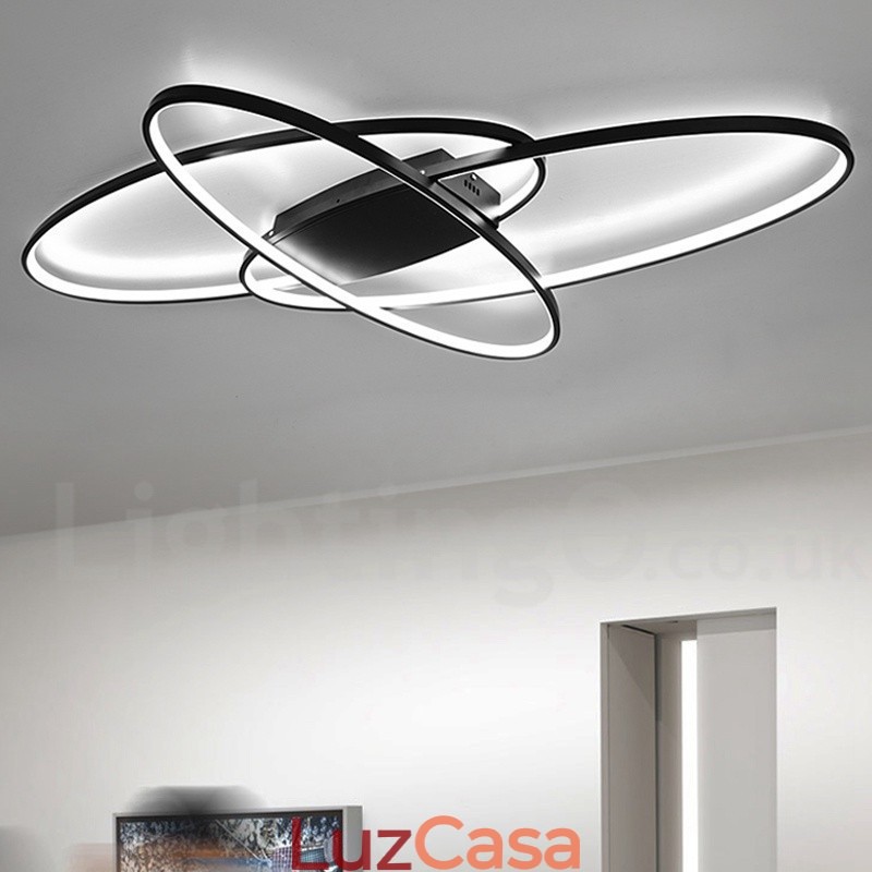 Luminária de teto oval moderna e contemporânea em alumínio com ajuste de intensidade, luminária embutida para sala de estar, quarto, também pode ser usada como luminária de parede