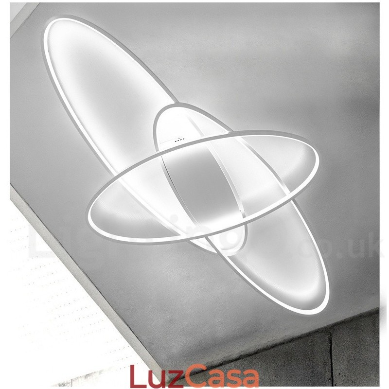 Luminária de teto oval moderna e contemporânea em alumínio com ajuste de intensidade, luminária embutida para sala de estar, quarto, também pode ser usada como luminária de parede