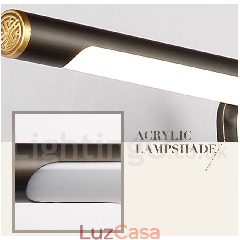 IPMirror Lâmpada Banheiro Luzes Latão Puro Luzes de Parede com Sombra de Acrílico Iluminação de Maquiagem