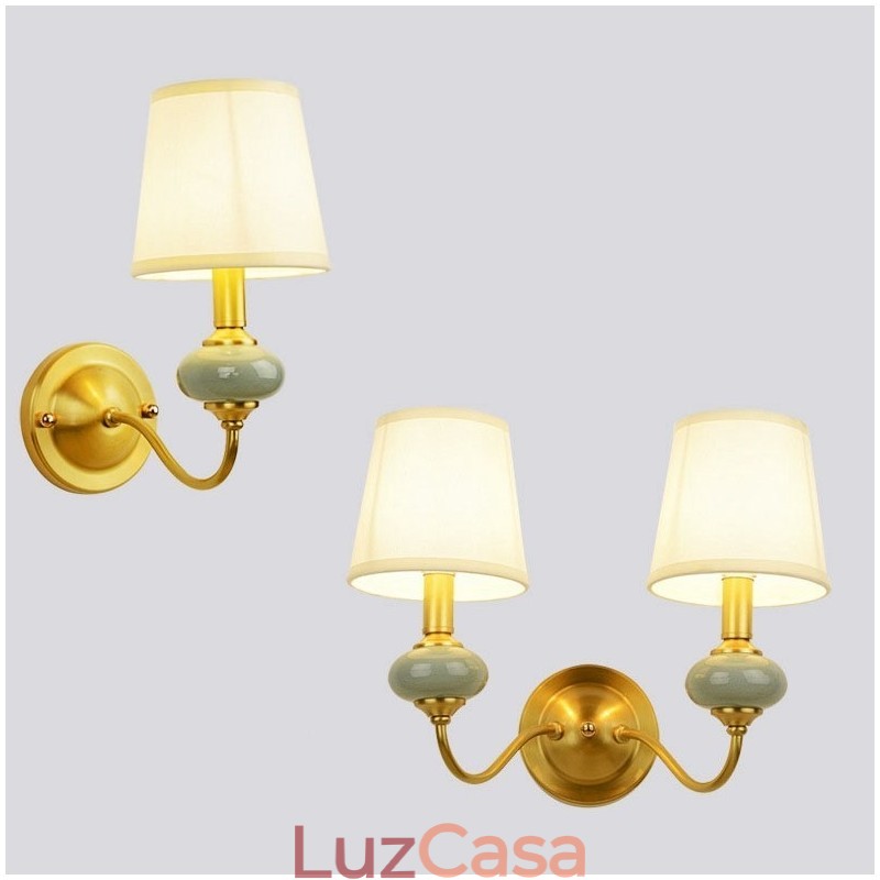 Pure Brass Luxuoso Rústico Retro Vintage Latão Cerâmica Vela Luz de Parede com Sombra de Vidro Especial para Hotel Escritório Showroom Sala de Estar Sala de Jantar