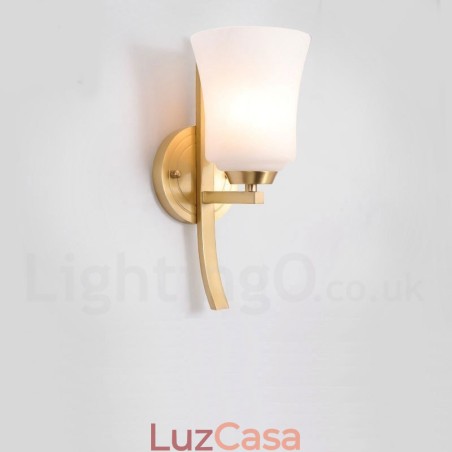 Pure Brass Luxuoso Rústico Retro Vintage Latão 1 Luz de Parede com Sombra de Vidro Especial para Hotel Escritório Showroom Sala de Estar Sala de Jantar