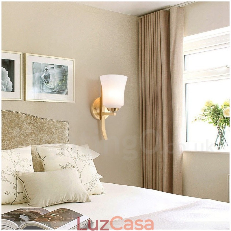 Pure Brass Luxuoso Rústico Retro Vintage Latão 1 Luz de Parede com Sombra de Vidro Especial para Hotel Escritório Showroom Sala de Estar Sala de Jantar
