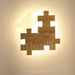 Apliques de parede de madeira com abajur de acrílico moderno e contemporâneo, luminária de parede de madeira e bambu