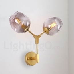 Luminária de parede rústica retrô vintage com duas luzes e cúpula de vidro multicolorida, especial para hotel, escritório, showroom, sala de estar, quarto