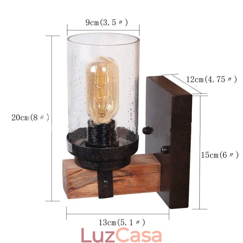 1 luz de parede estilo industrial de madeira vintage para bar de vento loft café restaurante