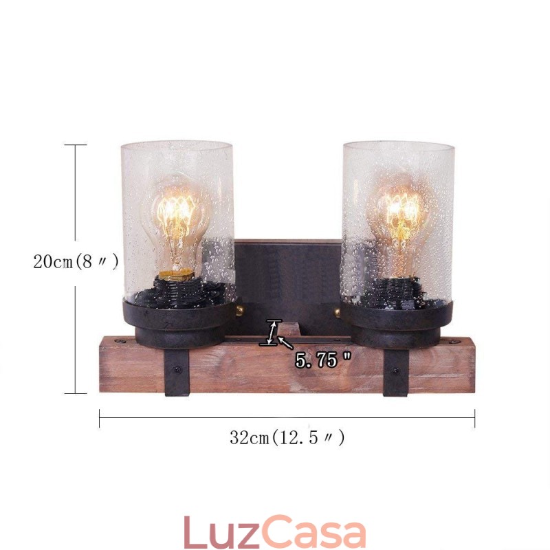 2 Luzes Vintage Estilo Industrial De Madeira Luz De Parede Para Wind Bar Loft Café Restaurante