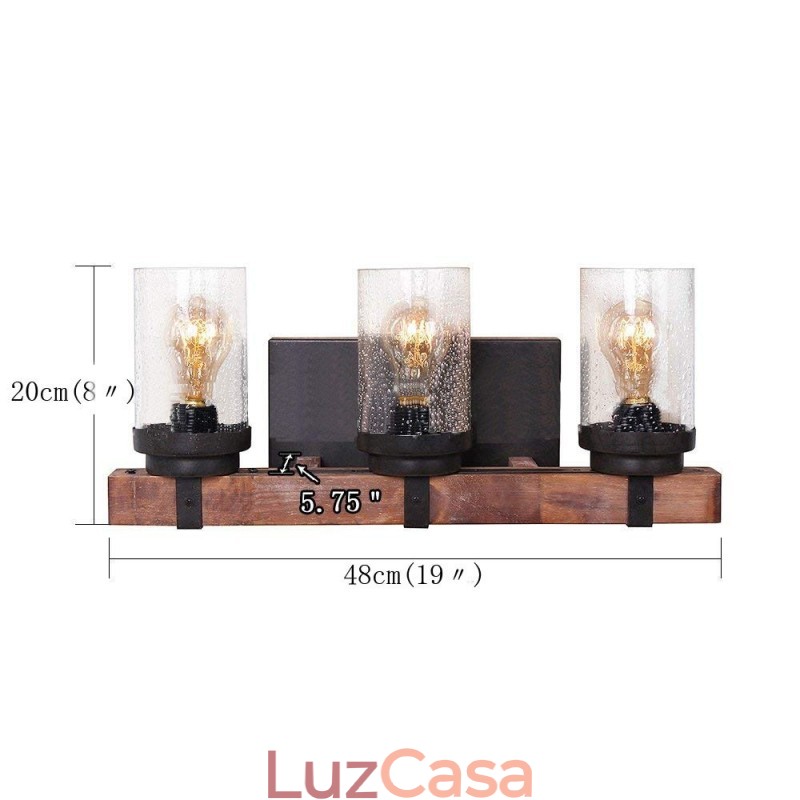 3 Luzes Vintage Estilo Industrial De Madeira Luz De Parede Para Wind Bar Loft Café Restaurante