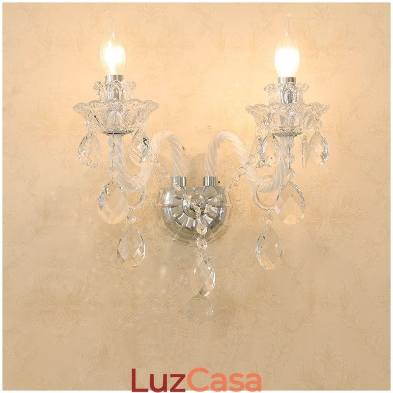 2 Luzes Combinando Vela De Cristal Retro Vidro Luz De Parede