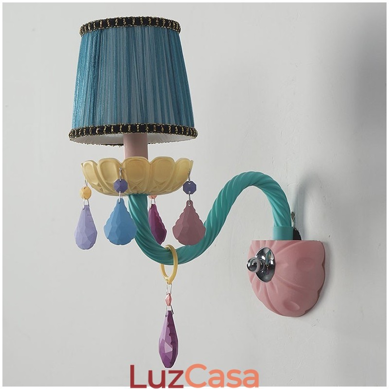 Macaron 1 Luz Multi Cristal Vela Retro Vidro Luz de Parede para Quarto de Criança Quarto de Criança