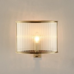 Pure Brass Luxuoso Rústico Retro Vintage 1 Luz de Parede com Sombra de Vidro