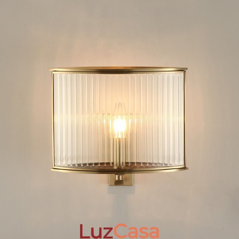 Pure Brass Luxuoso Rústico Retro Vintage 1 Luz de Parede com Sombra de Vidro