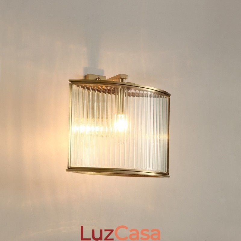 Pure Brass Luxuoso Rústico Retro Vintage 1 Luz de Parede com Sombra de Vidro