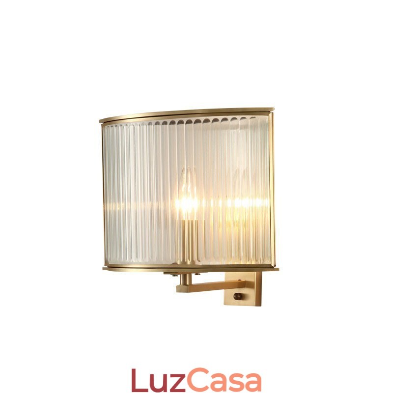 Pure Brass Luxuoso Rústico Retro Vintage 1 Luz de Parede com Sombra de Vidro