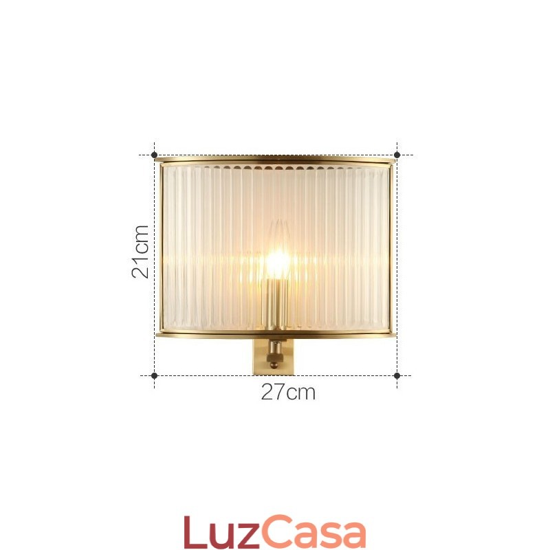 Pure Brass Luxuoso Rústico Retro Vintage 1 Luz de Parede com Sombra de Vidro