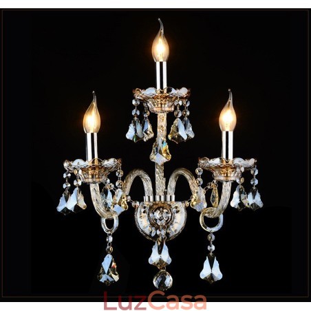 3 Luzes Cor Conhaque Cor K9 Cristal Vela Retro Vidro Luz de Parede 3 Luzes Cor Conhaque Cor K9 Cristal Vela Retro Vidro Luz de Parede