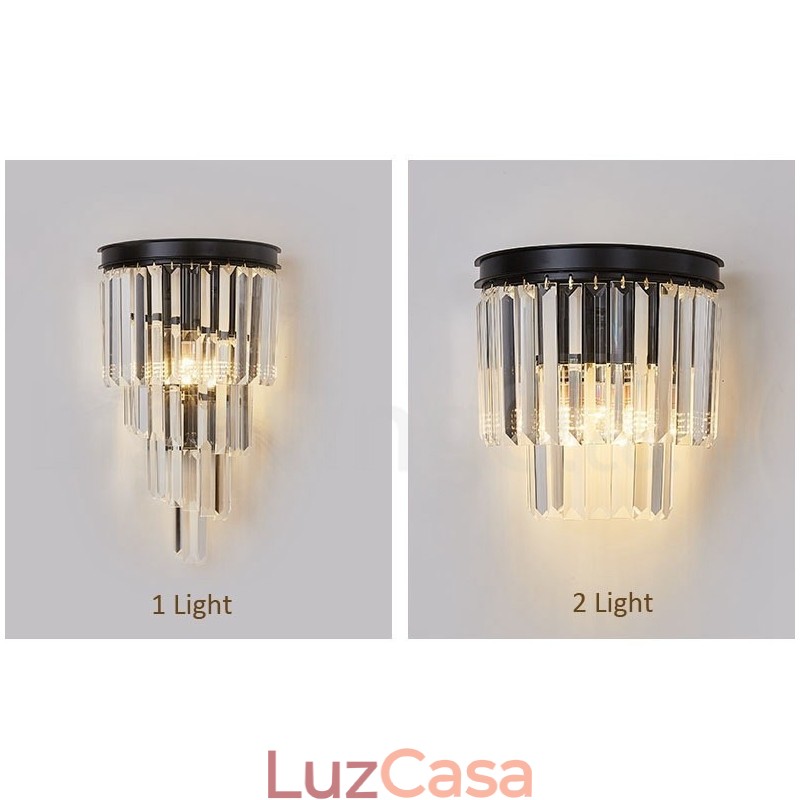 Luminária de parede de cristal K9 de luxo moderna com cúpula de cristal