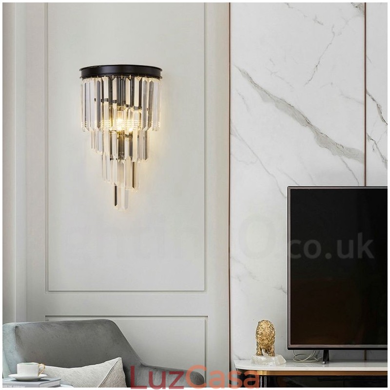 Luminária de parede de cristal K9 de luxo moderna com cúpula de cristal