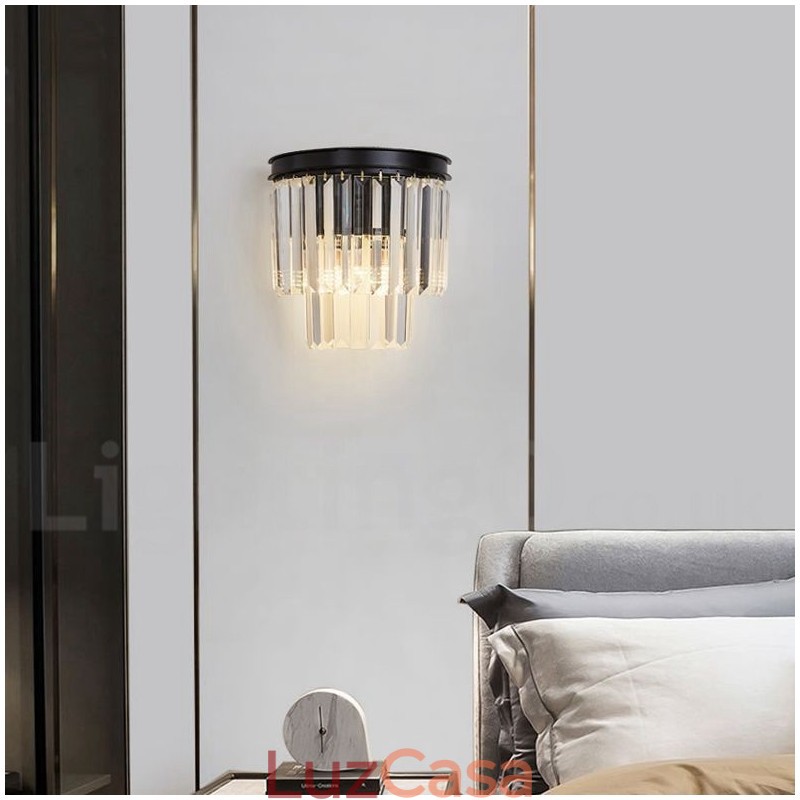Luminária de parede de cristal K9 de luxo moderna com cúpula de cristal