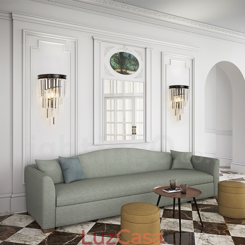 Luminária de parede de cristal K9 de luxo moderna com cúpula de cristal