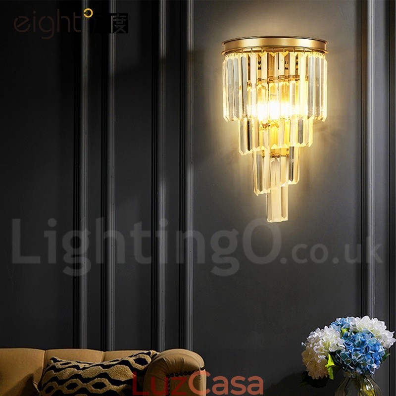 Luminária de parede de cristal K9 de luxo moderna com cúpula de cristal