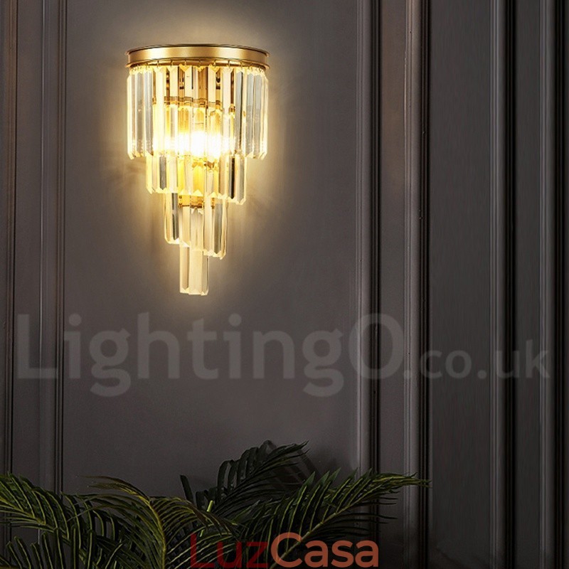 Luminária de parede de cristal K9 de luxo moderna com cúpula de cristal