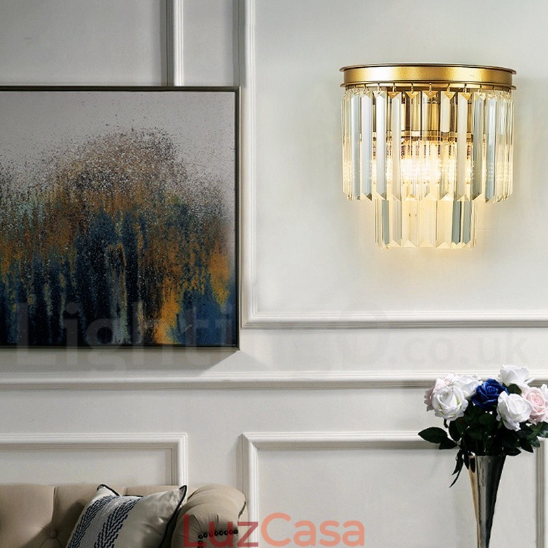 Luminária de parede de cristal K9 de luxo moderna com cúpula de cristal