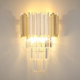 Luminária de parede de cristal K9 de luxo pós-moderna combinando com ouro e cúpula de cristal
