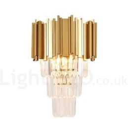 Luminária de parede de cristal K9 de luxo pós-moderna combinando com ouro e cúpula de cristal