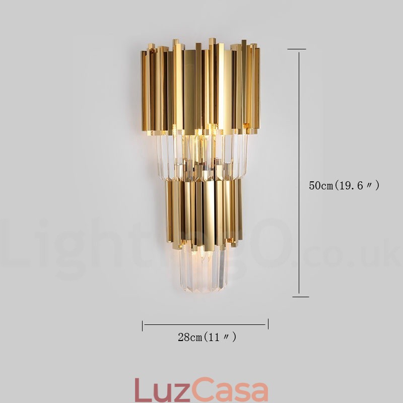 Luminária de parede de cristal K9 de luxo moderna com cúpula de cristal